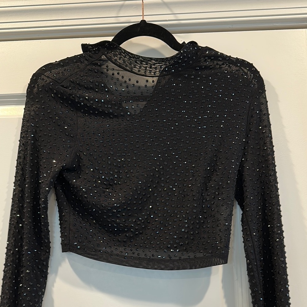 Fashion Nova Black Rhinestone Embellished Women's Set, Size M